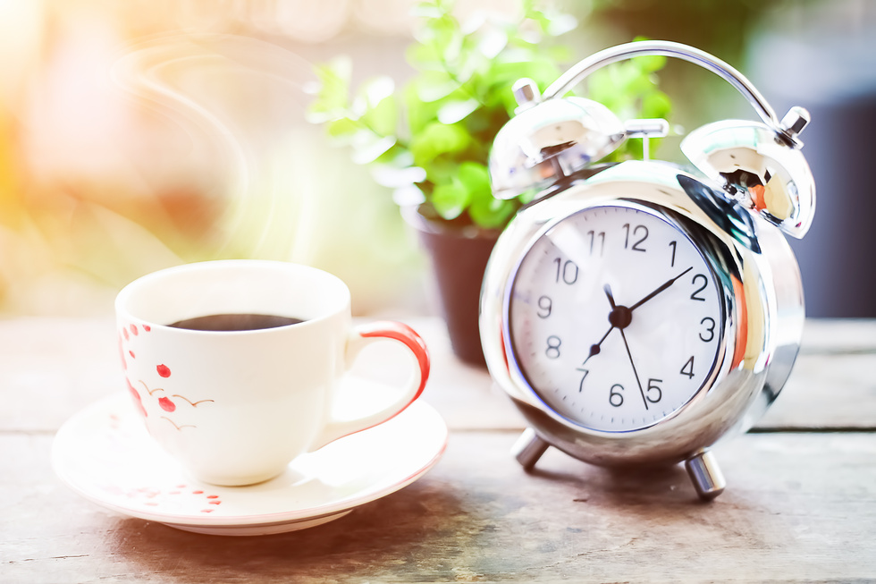 Start up Concept.Coffe Cup,Alarm Clock